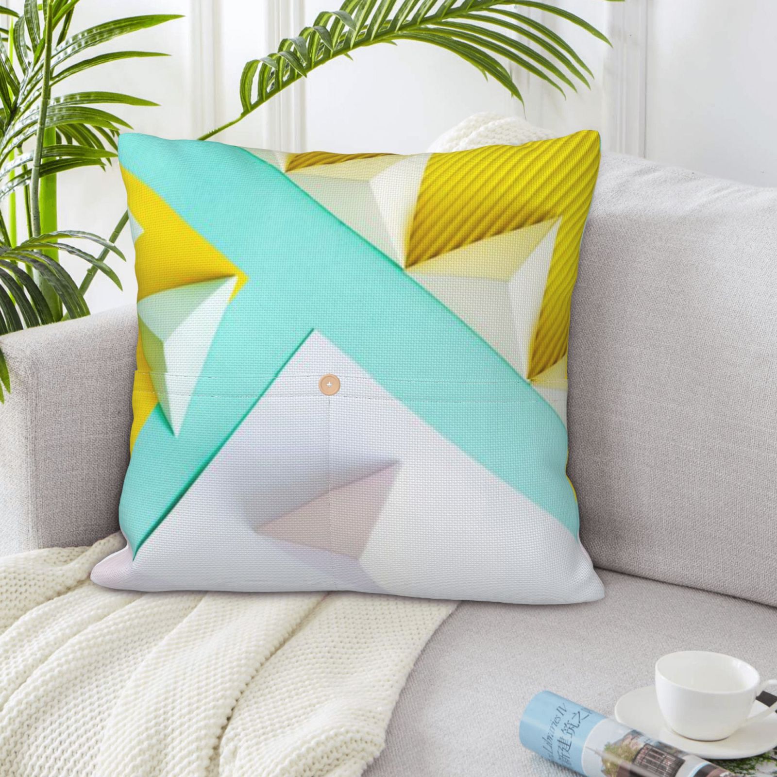 Linen patchwork pillow