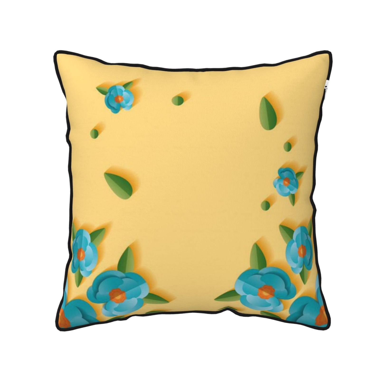 Velvet-trimmed throw pillow