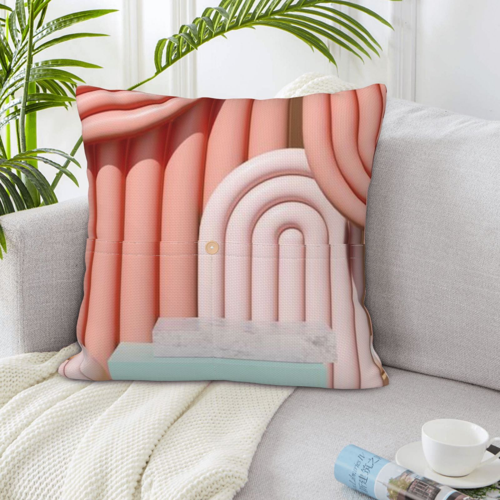 Linen patchwork pillow
