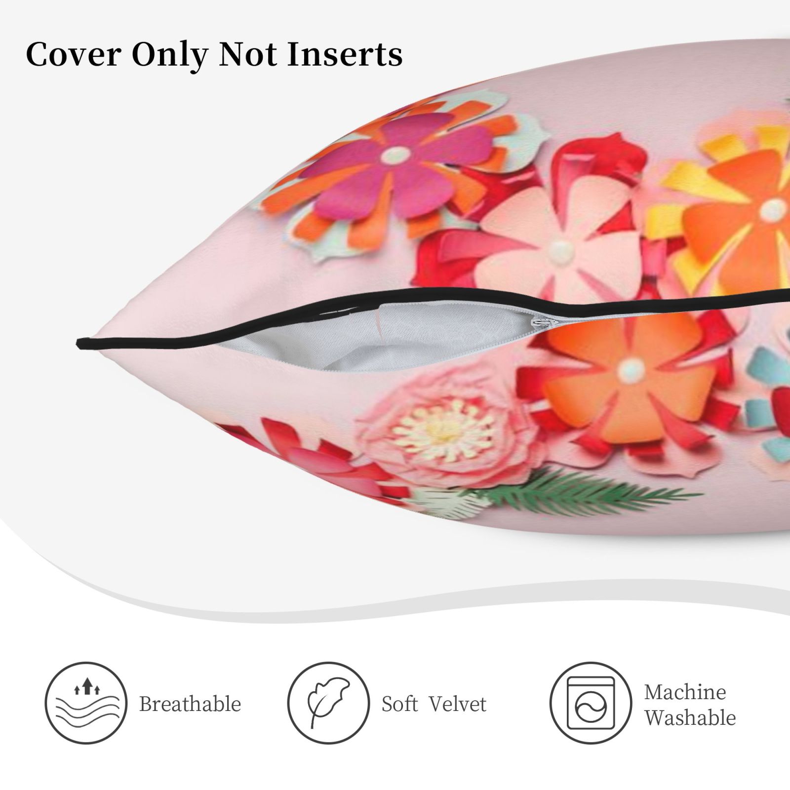 Velvet-trimmed throw pillow