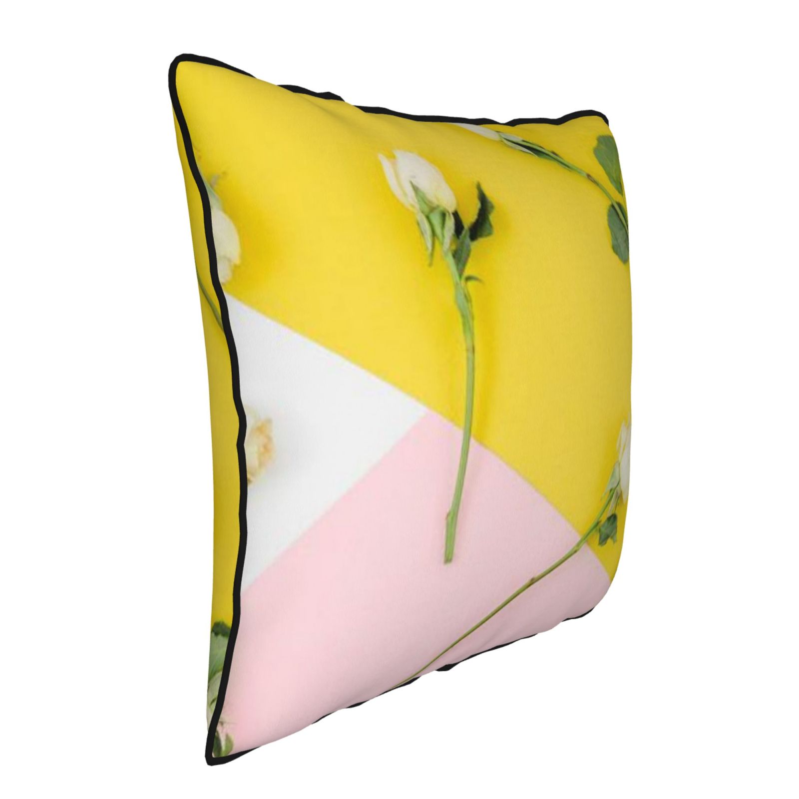 Velvet-trimmed throw pillow