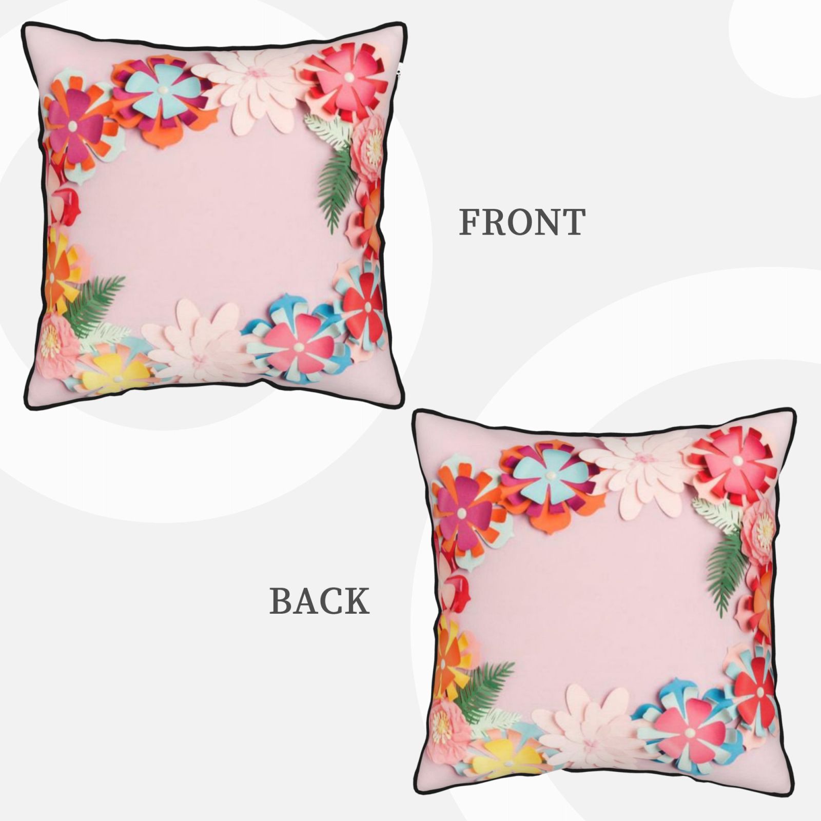 Velvet-trimmed throw pillow
