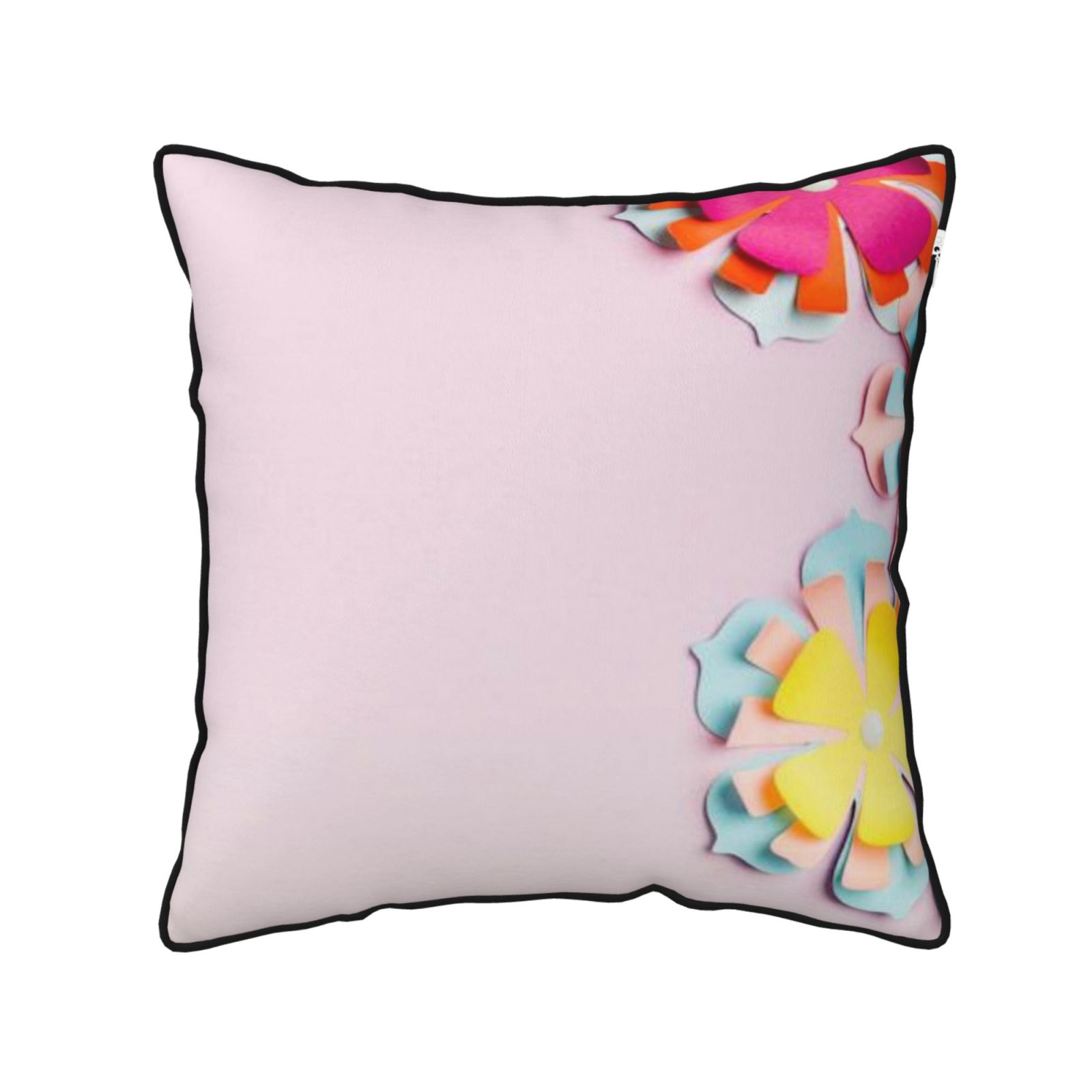 Velvet-trimmed throw pillow