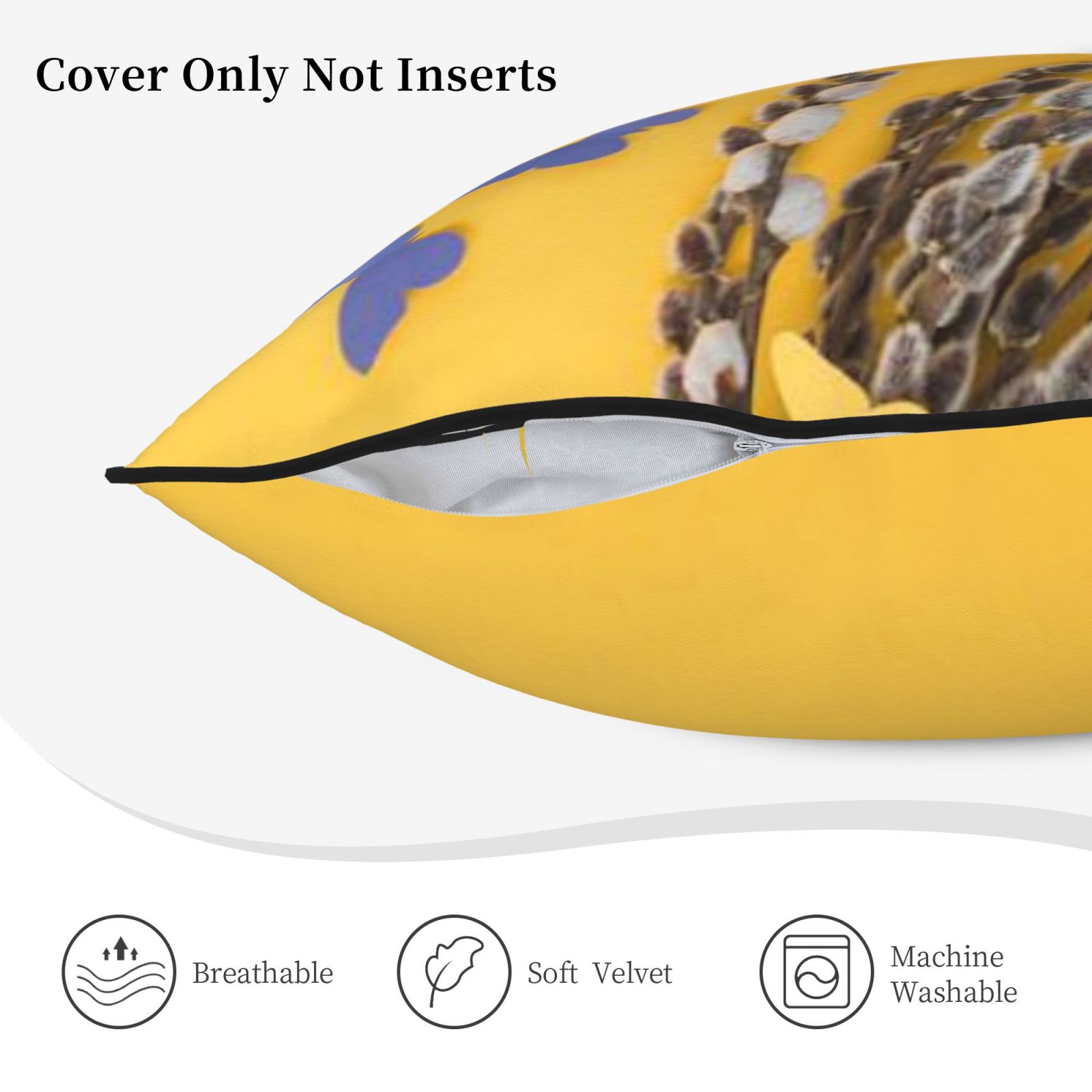 Velvet-trimmed throw pillow