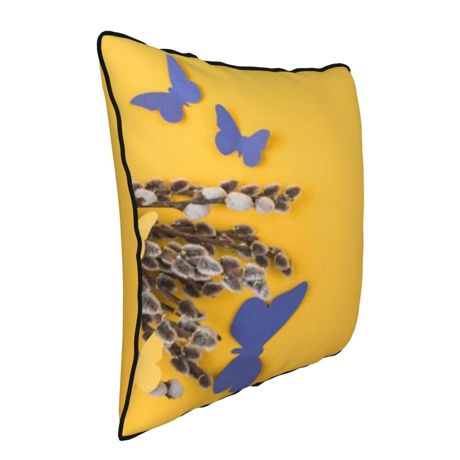 Velvet-trimmed throw pillow