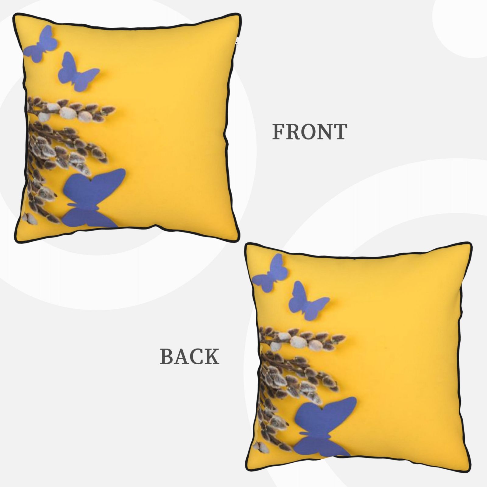 Velvet-trimmed throw pillow