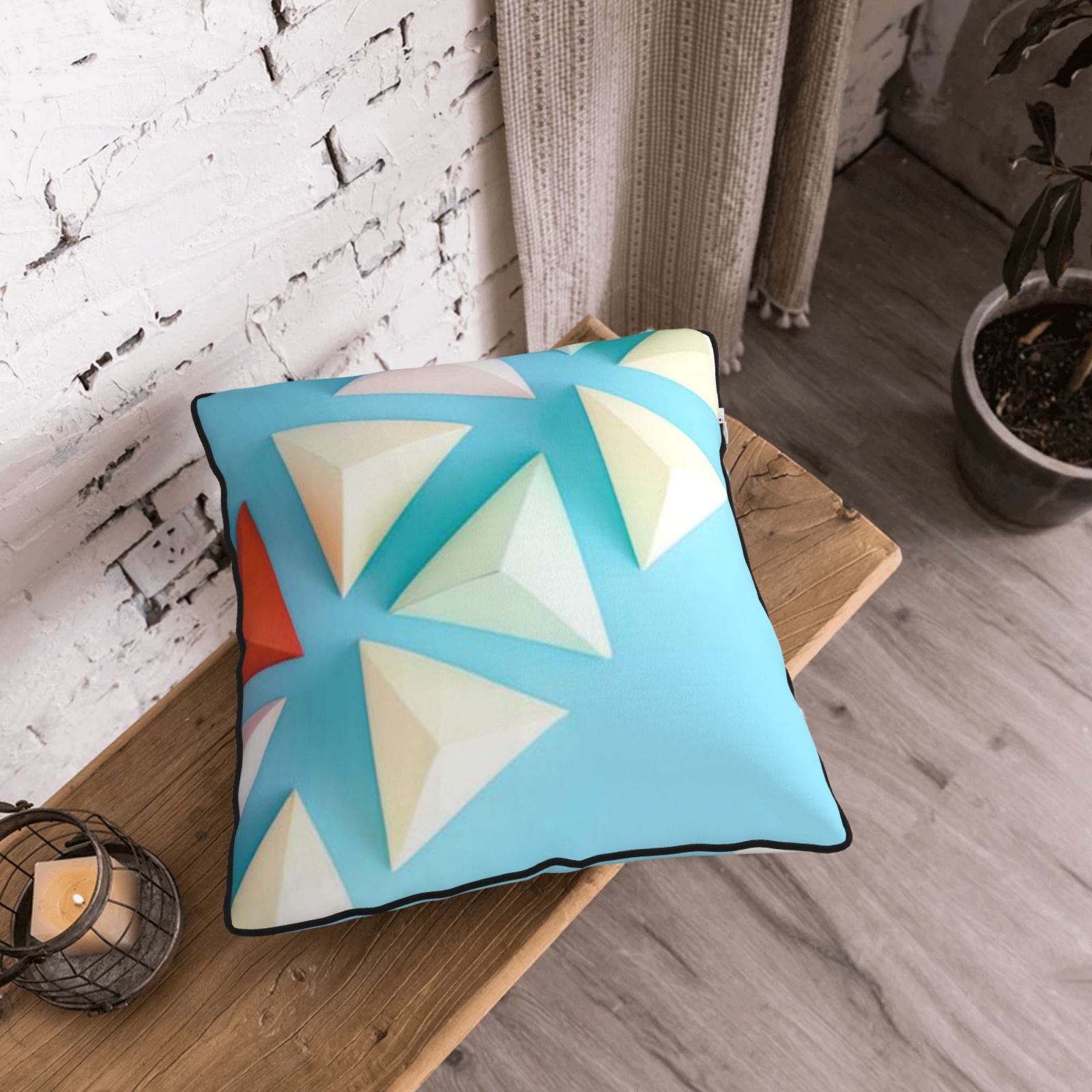 Velvet-trimmed throw pillow