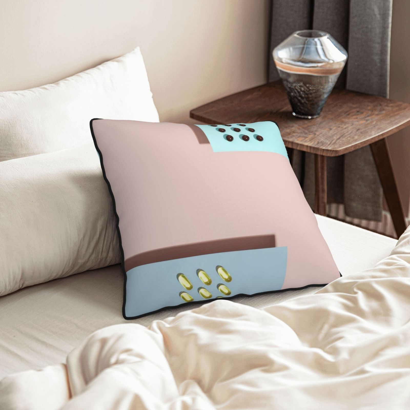 Velvet-trimmed throw pillow