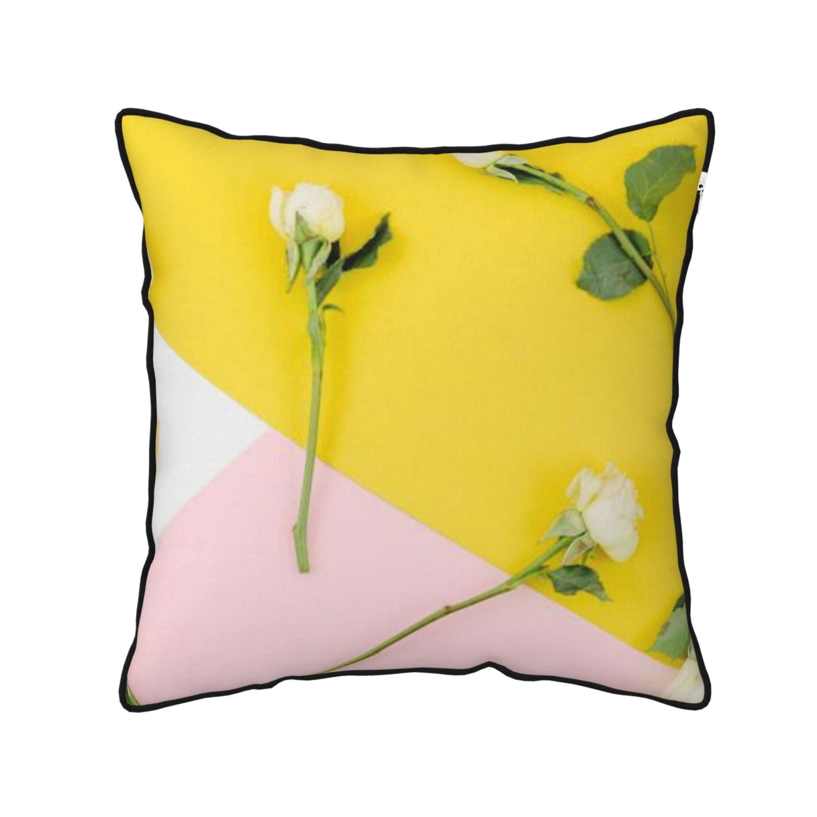 Velvet-trimmed throw pillow