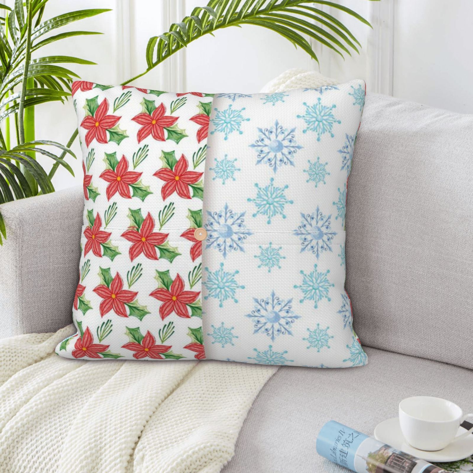 Linen patchwork pillow