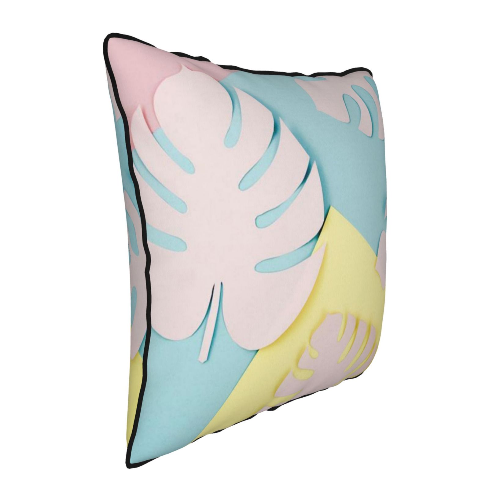 Velvet-trimmed throw pillow