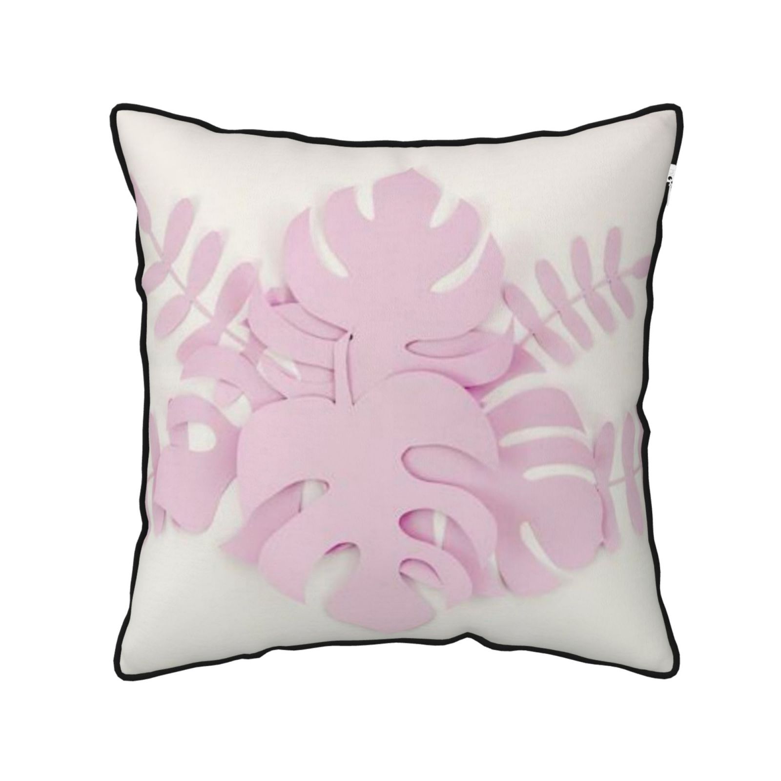 Velvet-trimmed throw pillow