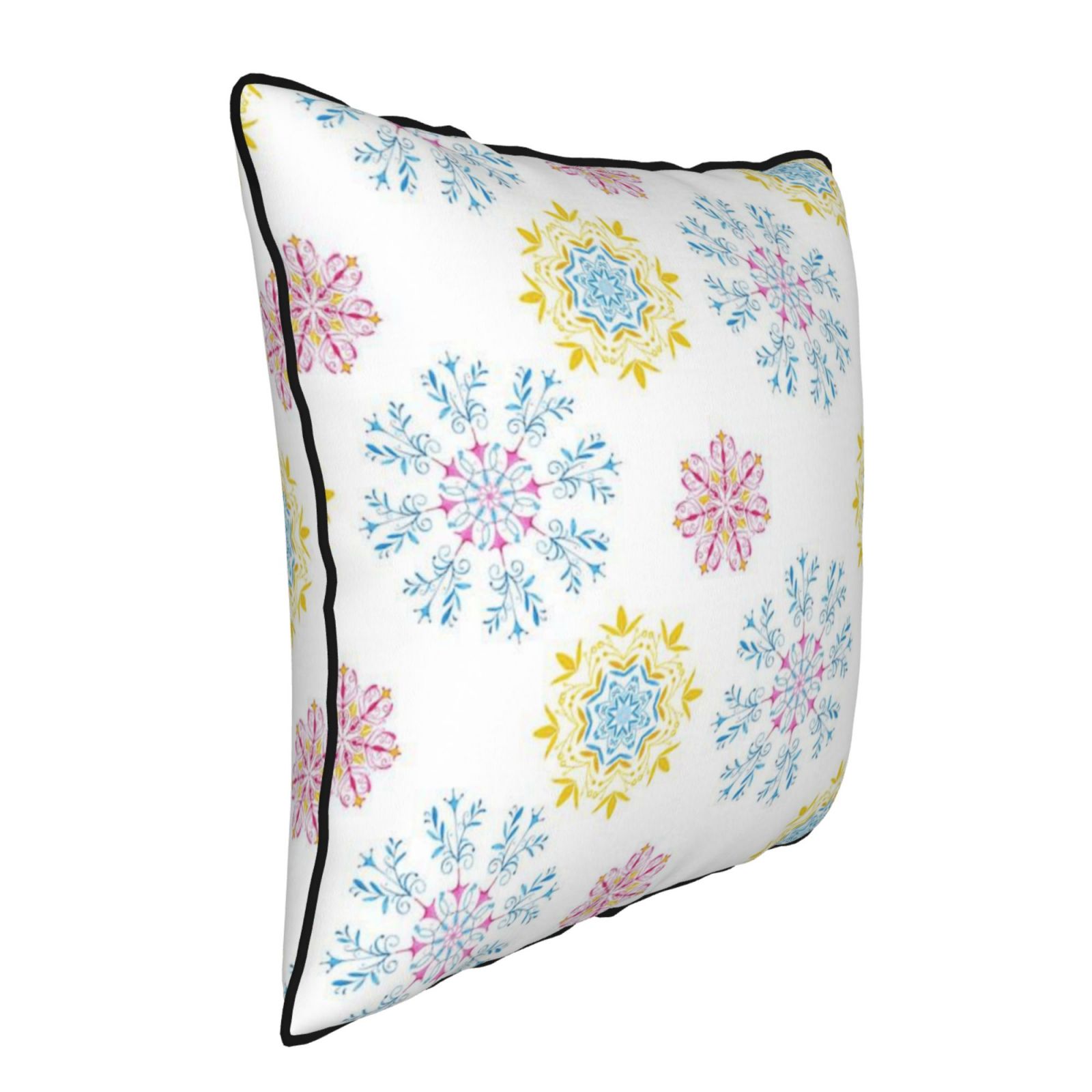 Velvet-trimmed throw pillow