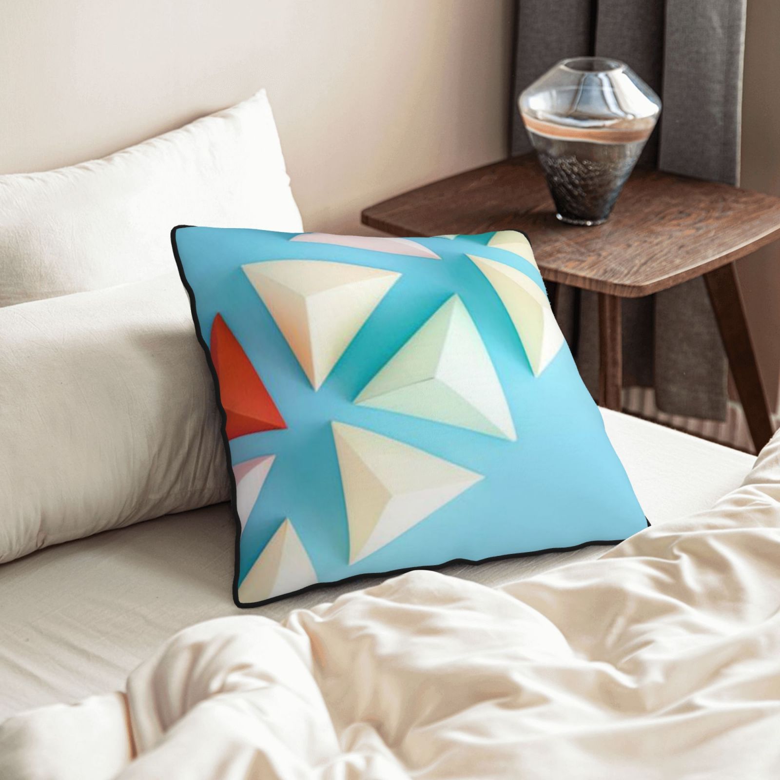 Velvet-trimmed throw pillow