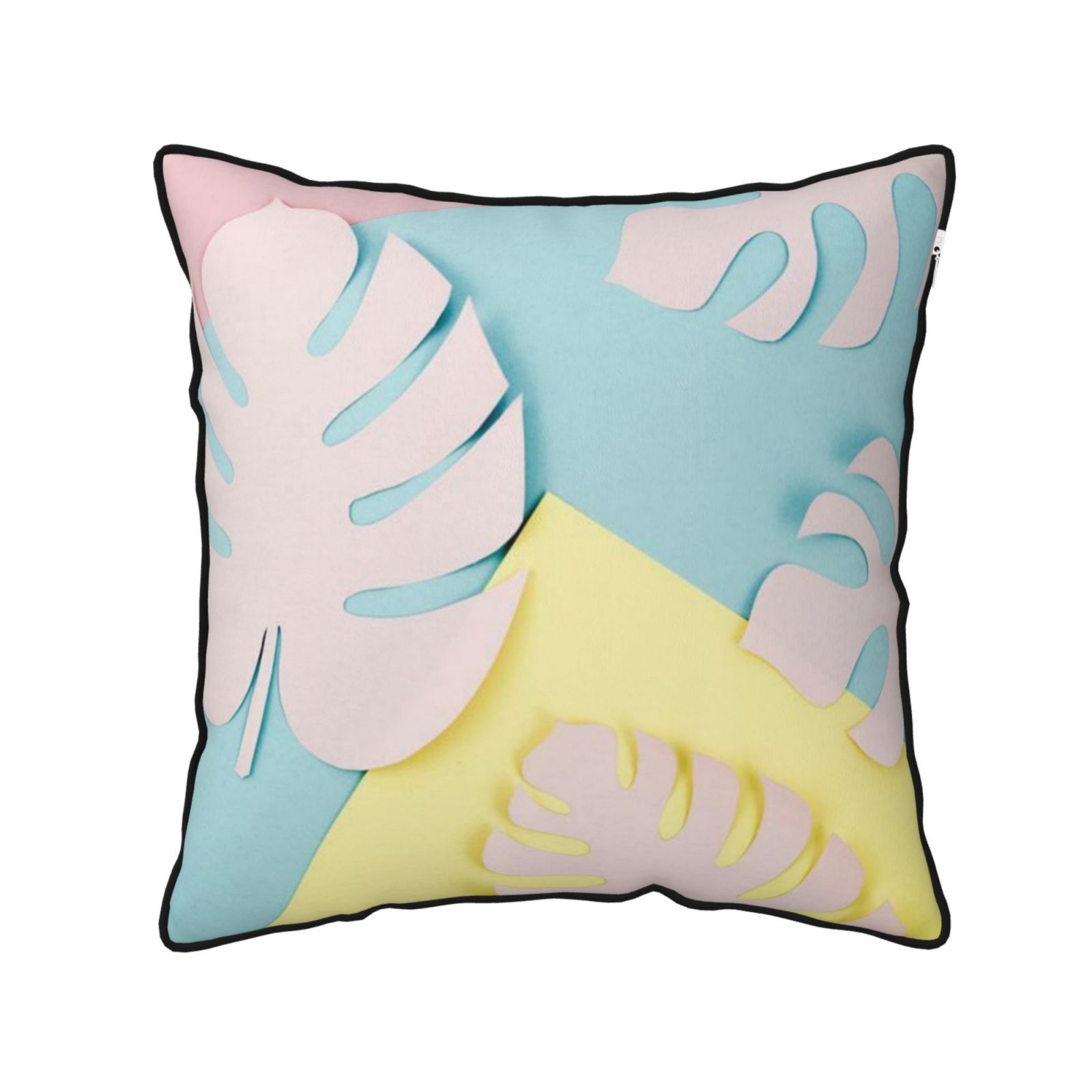 Velvet-trimmed throw pillow