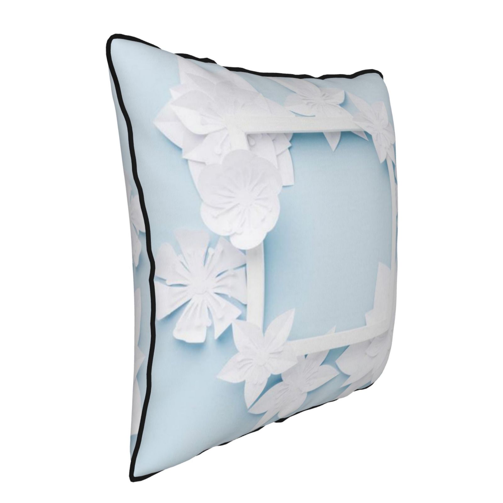 Velvet-trimmed throw pillow