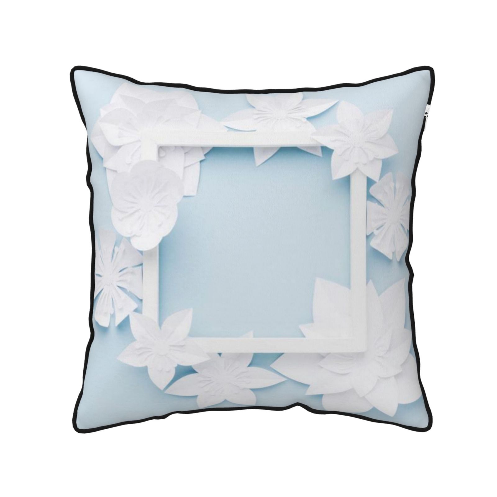 Velvet-trimmed throw pillow