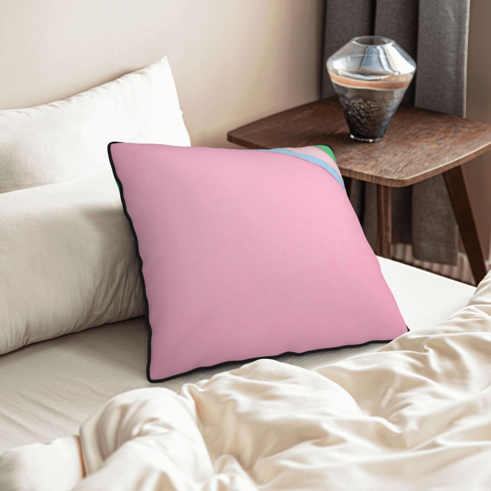 Velvet-trimmed throw pillow