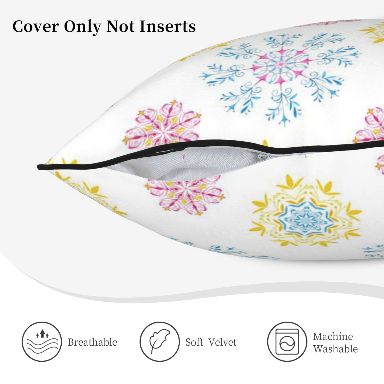 Velvet-trimmed throw pillow