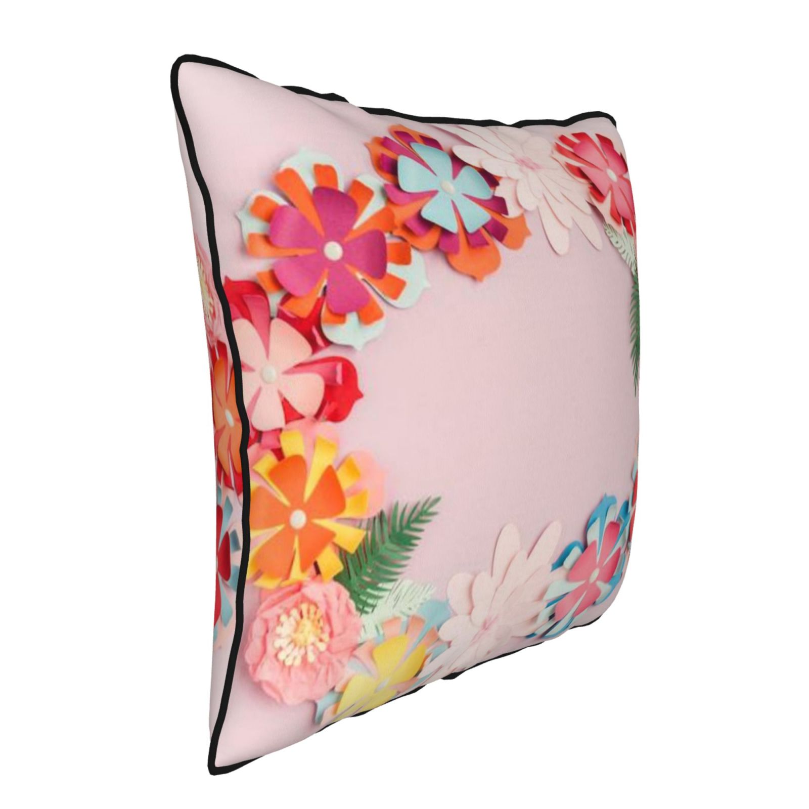 Velvet-trimmed throw pillow