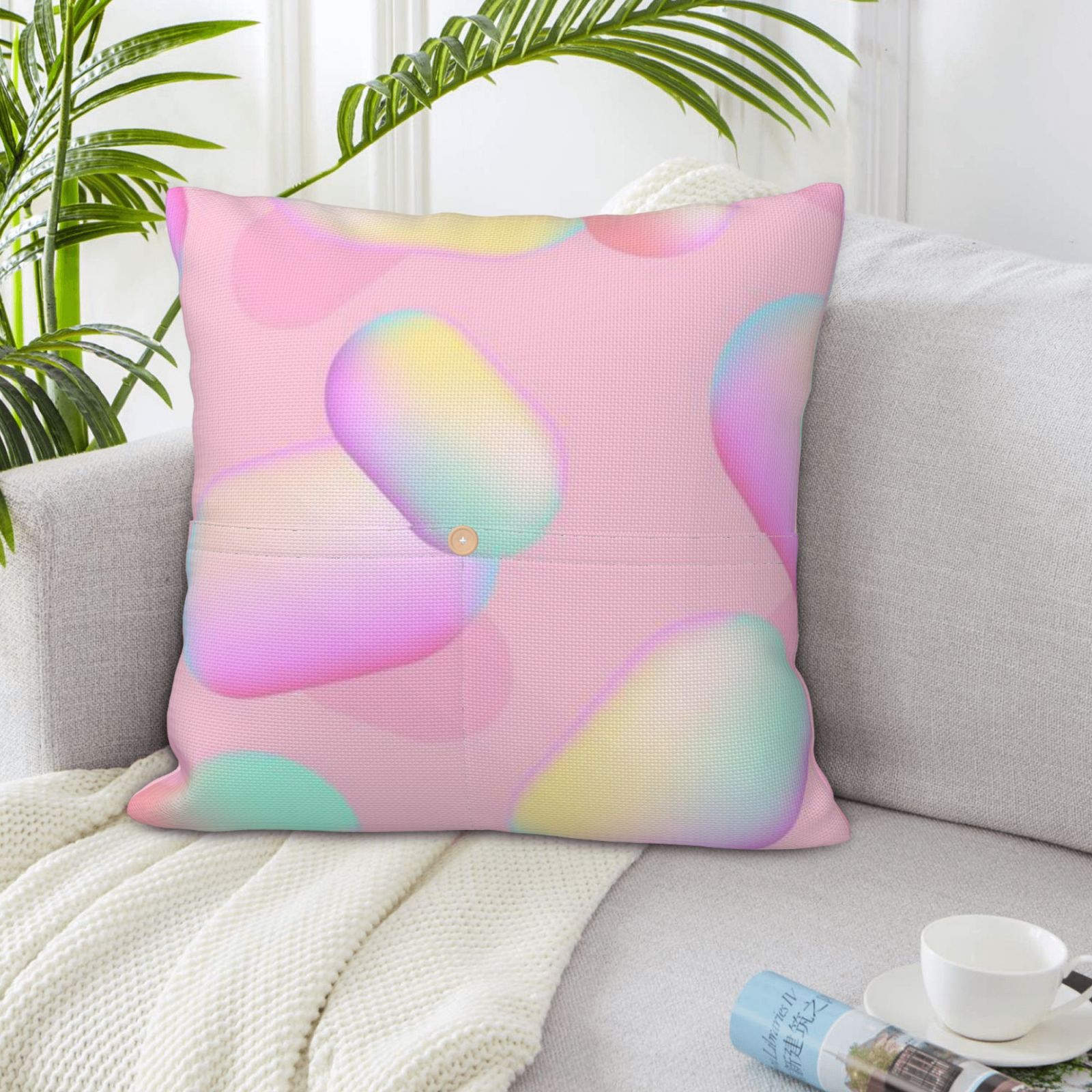 Linen patchwork pillow