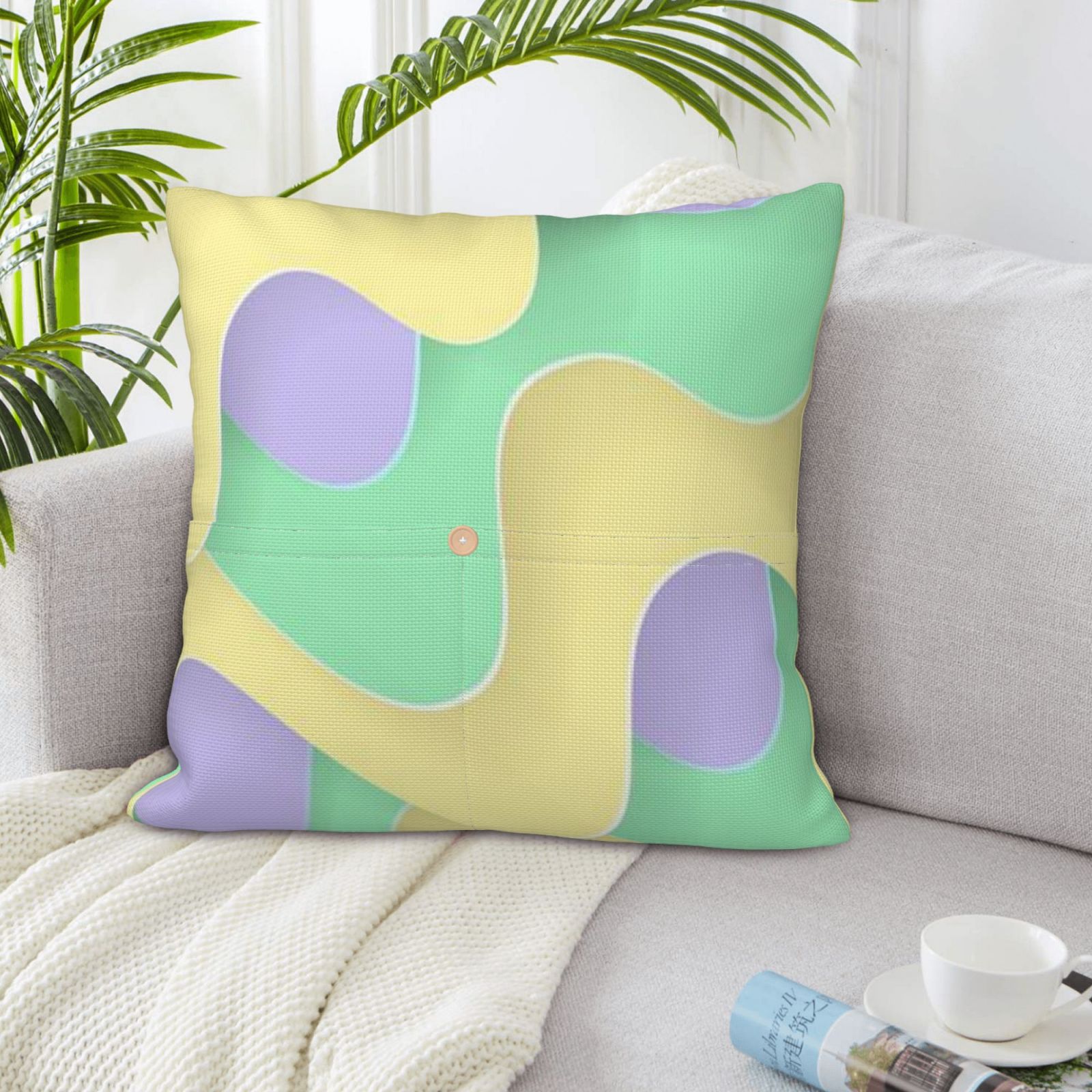 Linen patchwork pillow