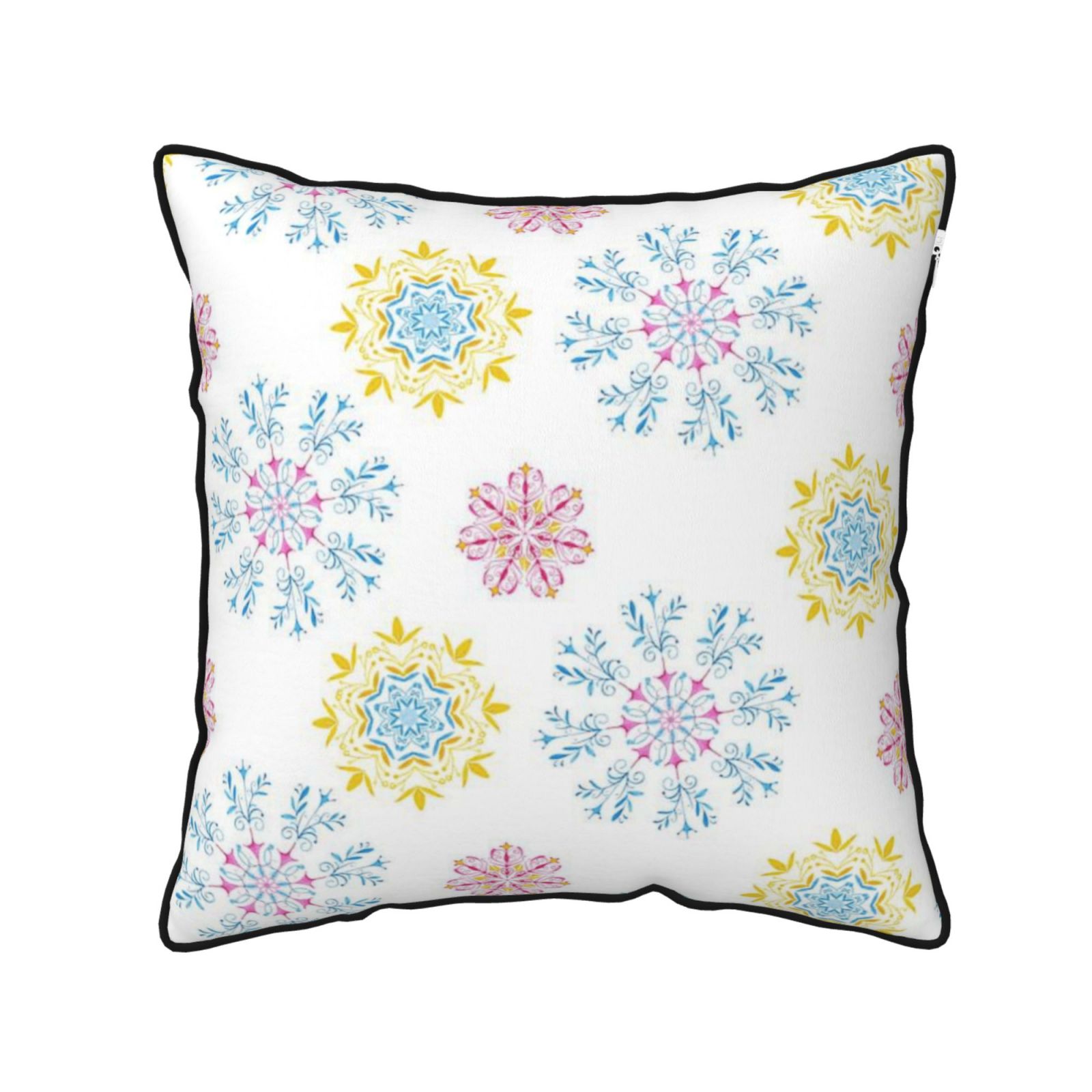 Velvet-trimmed throw pillow